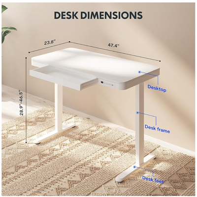 Flexispot office desk with drawer, View more