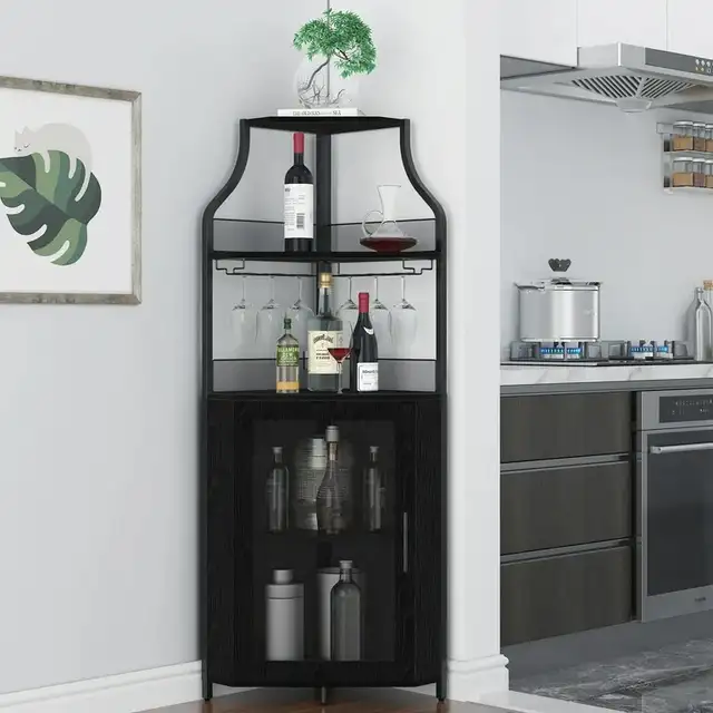 New Aoile Corner Bar Cabinet, 5-Tiers Liquor Cabinet Bar in Hutches & Display Cabinets in City of Toronto - Image 6
