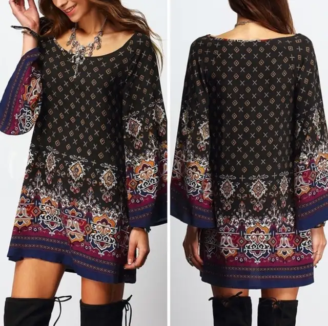 NEW! Women Printed Casual Long Top Hippie Mini Dress XS-S in Women's - Maternity in City of Toronto - Image 4