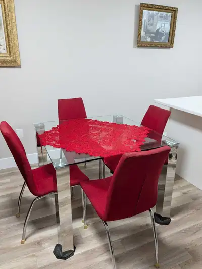 Modern dinette table with 4 chairs , View more