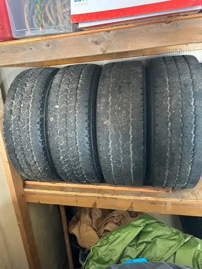 In good condition lots of tread. All four rims have tpms. Firestone Transforce AT tires. All seasons...