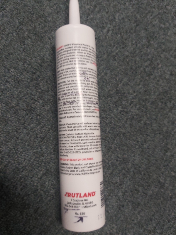 Rutland Fireplace Mortar Cartridge, 10.3-Ounce, Gray in Other in Ottawa - Image 3