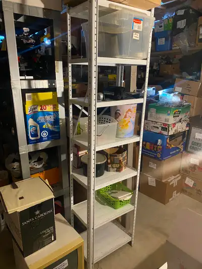 white metal shelve unit, View more