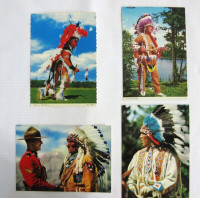 FOUR VINTAGE 1950/60s NATIVE AMERICAN POST CARDS..VERY COLORFUL