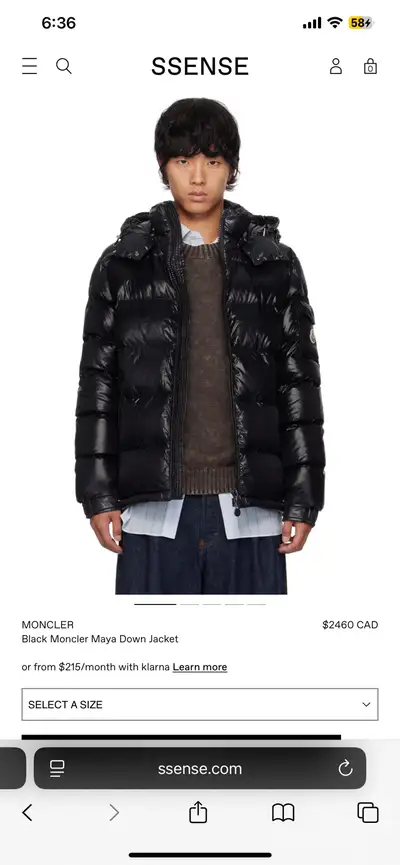 Brand new with tags authentic Moncler Maya jacket Never worn. Has remained in garment bag. Black Siz...