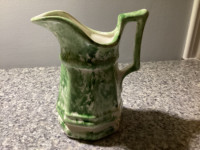 Green Spongeware Pitcher / Creamer / Vase