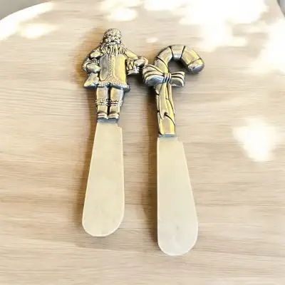 Christmas Cheese Spreaders Set of 2 Santa, Candy Cane Stainless, View more