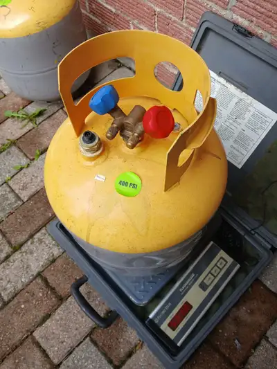 33 Lbs Recovered R22 freon refrigerant with newer recovery tank, View more