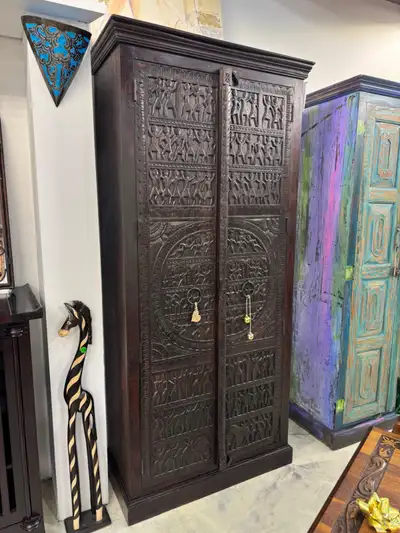 Armoire UNIQUE en acacia massif, placard majestueux, penderie, View more