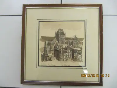 ClassicRare ChateauFrontenacQuebec Gagne Sketch Print Circa 1972, View more