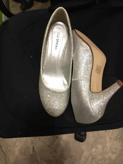 Pair of Sparkly ladies silver shoes, View more