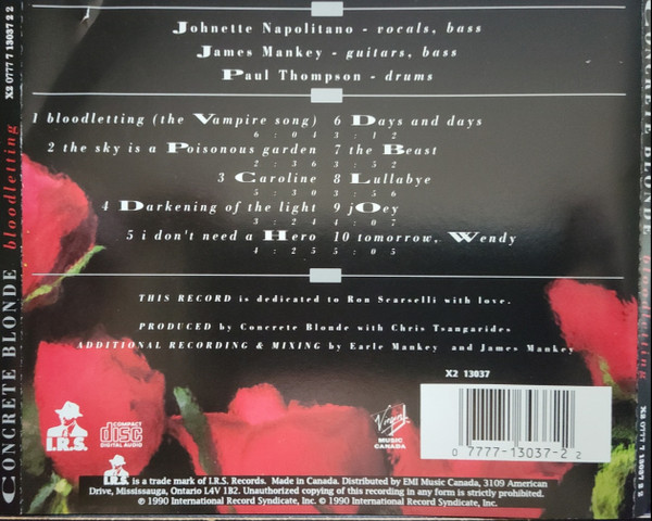 CONCRETE BLONDE - bloodletting CD RE-ISSUE CANADA VERSION in CDs, DVDs & Blu-ray in City of Halifax - Image 4