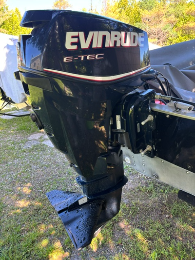 For sale a 2010 Evinrude e-tec outboard engine, 2 stroke, 25 hp, long shaft, including power tilt an...