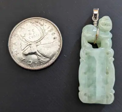 Vintage Jadeite Green Jade Pendant, 18k Solid Gold bail, View more
