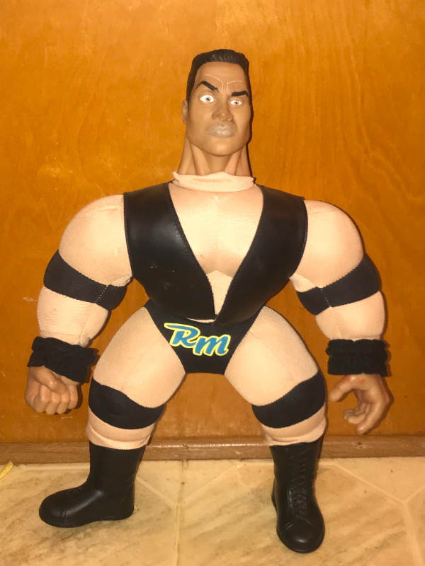 Jakks WWF The Rock Dwayne Johnson 17" Bone Crunchin Buddy Plush in Toys & Games in St. Catharines