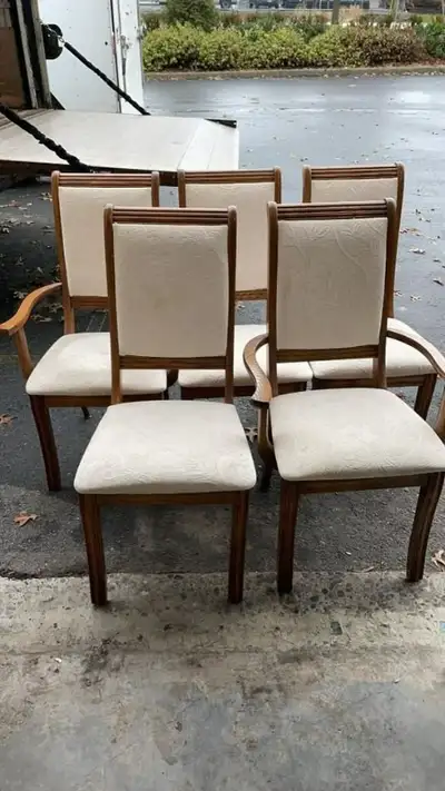 SET OF 5 WOODEN DINING CHAIRS., View more