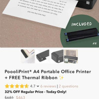 PoooliPrint® A4 Portable Office Printer