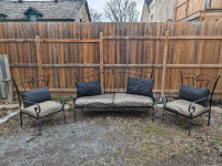 Wrought Iron 3- Piece Outdoor Living Room Set