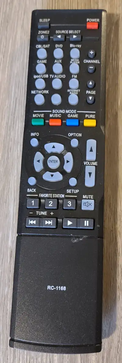 Selling a RC-1168 remote control, compatible with various Denon AV receivers and home theater system...