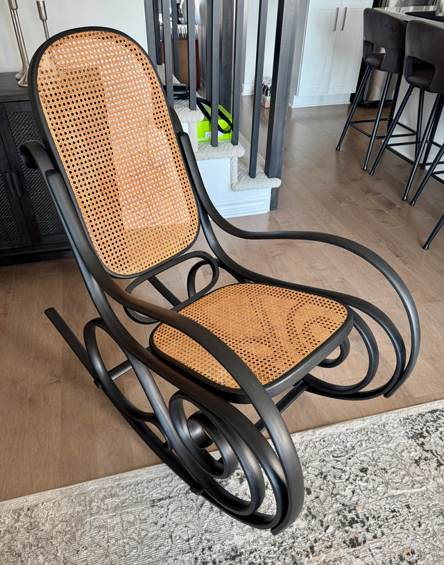 Black Bentwood & Rattan Rocking Chair in Chairs & Recliners in Ottawa - Image 3
