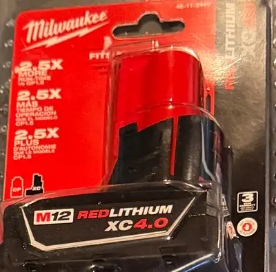 Milwaukee M12 red lithium XC 4.0 ah Battery, View more