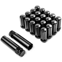 20x Black 9/16" x 18 Spline Lug Nuts + 2 Keys