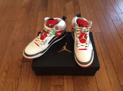 JORDAN SPIZIKE White/Lt Poison Grn-Unvrsty Red Size 12.5 BNIB, View more