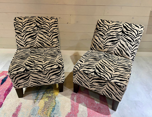 Zebra Print Slipper Accent Chairs in Chairs & Recliners in Saskatoon