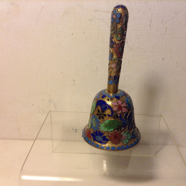 Vtg CHINESE CLOISONNE ENAMEL & GILT HANDLED BELL in Arts & Collectibles in Vancouver