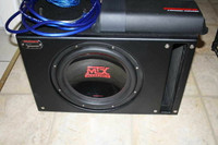 Mtx 12" subwoofer with amplifier and cable kit for installation