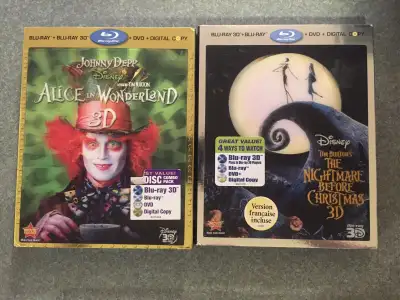 New 3D Blurays Nightmare Before Christmas Alice in Wonderland, View more