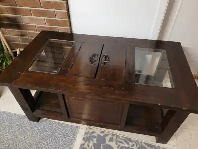 Reclaimed wood coffee table, View more