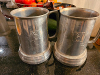 Antique  Playboy Stainless Steel Mugs with glass bottoms