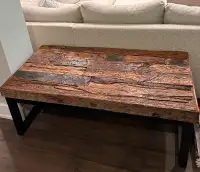 Rustic Hardwood Coffee Table made of reclaimed wood.