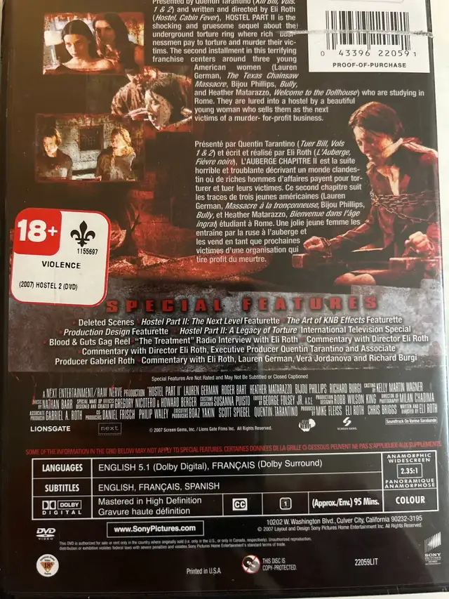 hostel part 2 / DVD / bilingue 10$. in CDs, DVDs & Blu-ray in Lévis - Image 3