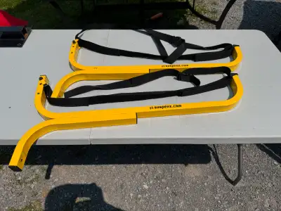 Mounts to wall studs, straps prevent dents while storing your canoe or kayak.