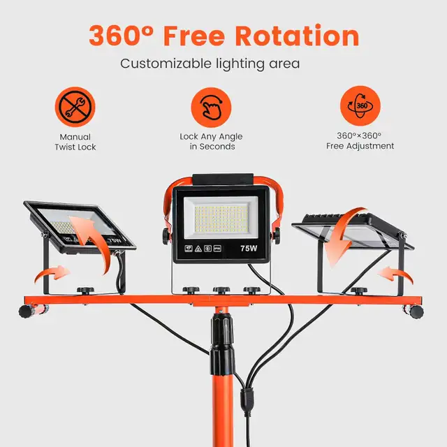 30000 Lumen Work Lights with Stand, 3 Adjustable Head LED Work L in Outdoor Lighting in City of Toronto - Image 6