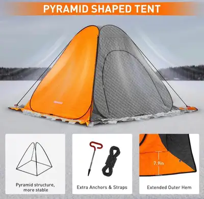 Ice Fishing Tent with Floor, 1-2 Person Insulated Fishing Sheltr, View more
