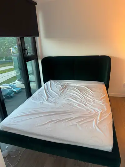 IKEA TUFJORD upholstered Queen bed frame, dark green, 180x200 cm, View more