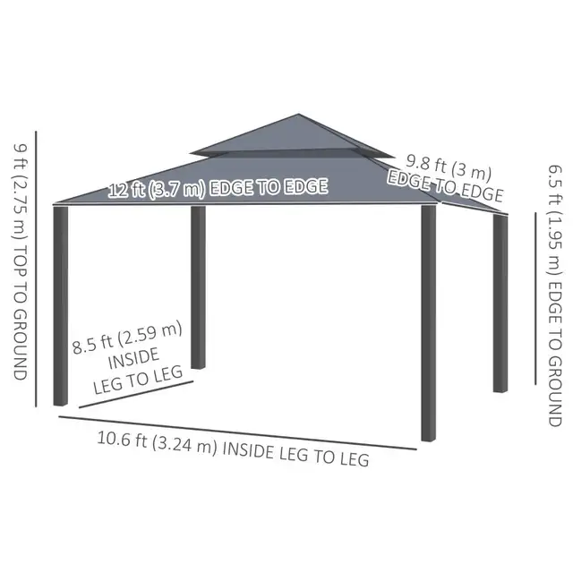 10' x 12' Double Roof Patio Gazebo Canopy, Outdoor Gazebo Shelte in Patio & Garden Furniture in Markham / York Region - Image 3