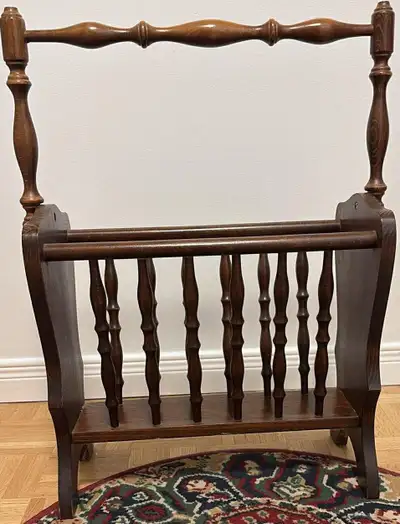 VINTAGE WOOD MAGAZINE RACK, View more
