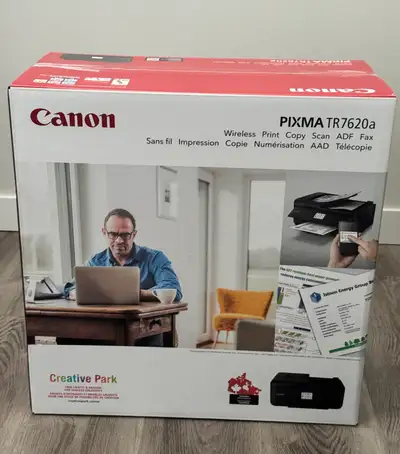 Brand new Canon PIXMA TR7620a wireless all-in-one printer in original sealed box. * Wireless printin...