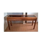 Vintage Wooden & Tinted Glass Top Hallway or Sofa Table