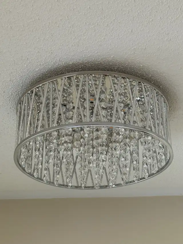 LED Silver/nickel flush mount light with jewels in Indoor Lighting & Fans in Markham / York Region - Image 3