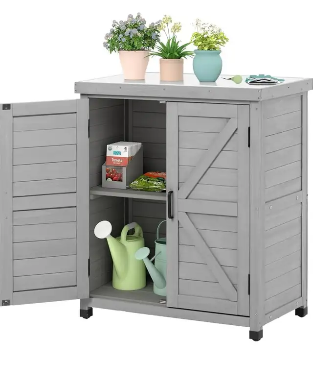 Outdoor Storage Cabinet & Potting Bench Table with Metal Top, Wo in Patio & Garden Furniture in Hamilton - Image 2