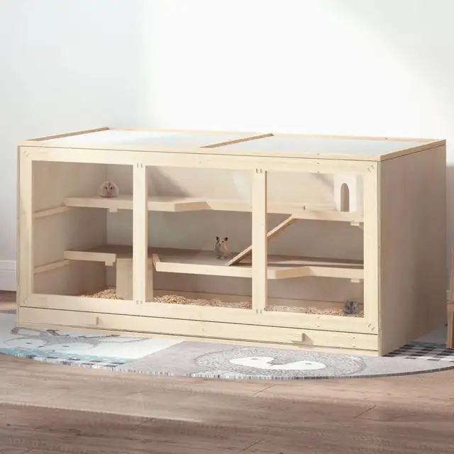 45.3"x22.4"x21.7" Wooden Hamster Cage Rat Cage, Natural Wood in Accessories in Markham / York Region - Image 2