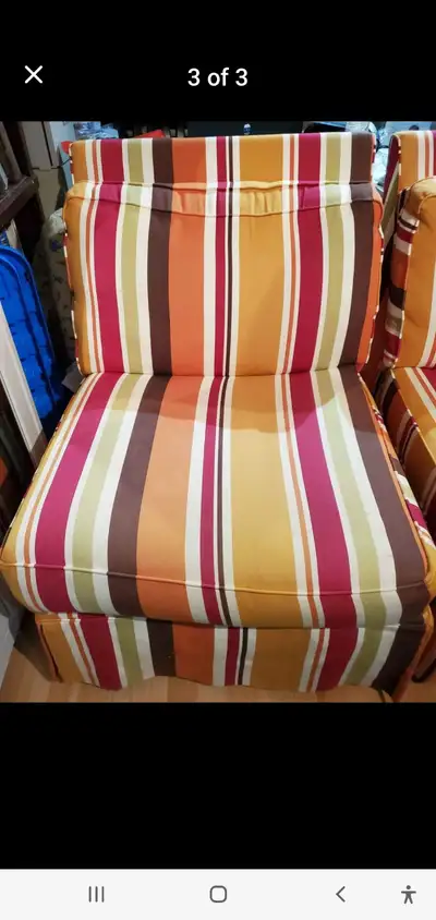 2 Beautiful stripped accent chairs $100 for both, View more