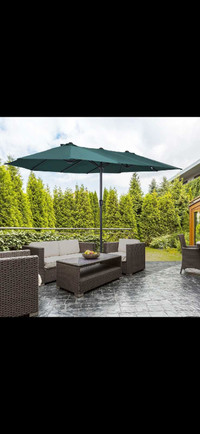 15ft Double-sided Patio Umbrella with Twin Canopy, Extra Large