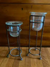 pair of tea light candle lanterns or planters