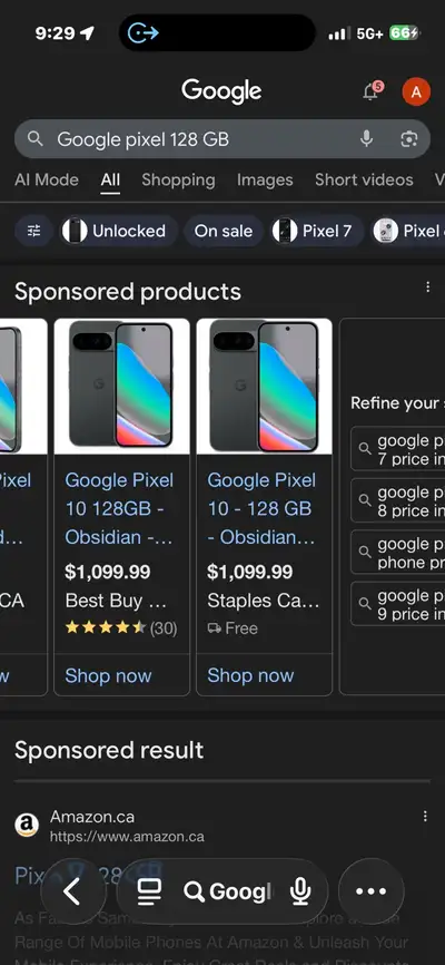 Google pixel 10 128 gb, 16 gb ram black fully unlocked to all ca, View more